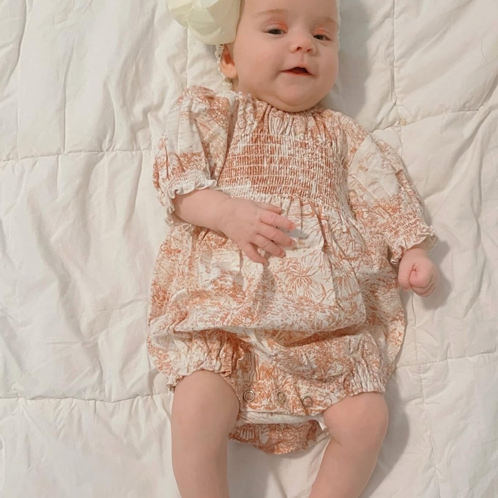 Floral Peach Bodysuit for Babies